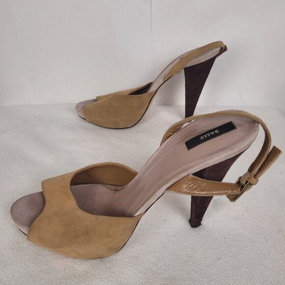 Bally Tan Suede Open Toe High Heeled Sandals Size 8 - Picture 5 of 7